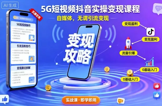 5G短视频抖音实操变现课程，自媒体，无谓引流变现 - 轻创社