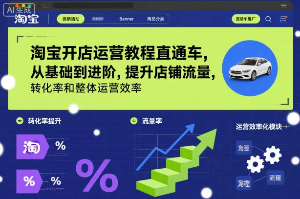 淘宝开店运营教程直通车,从基础到进阶,提升店铺流量,转化率和整体运营效率(更新26年3月24日) 淘宝开店运营教程直通车,从基础到进阶,提升店铺流量,转化率和整体运营效率(更新26年3月24日)