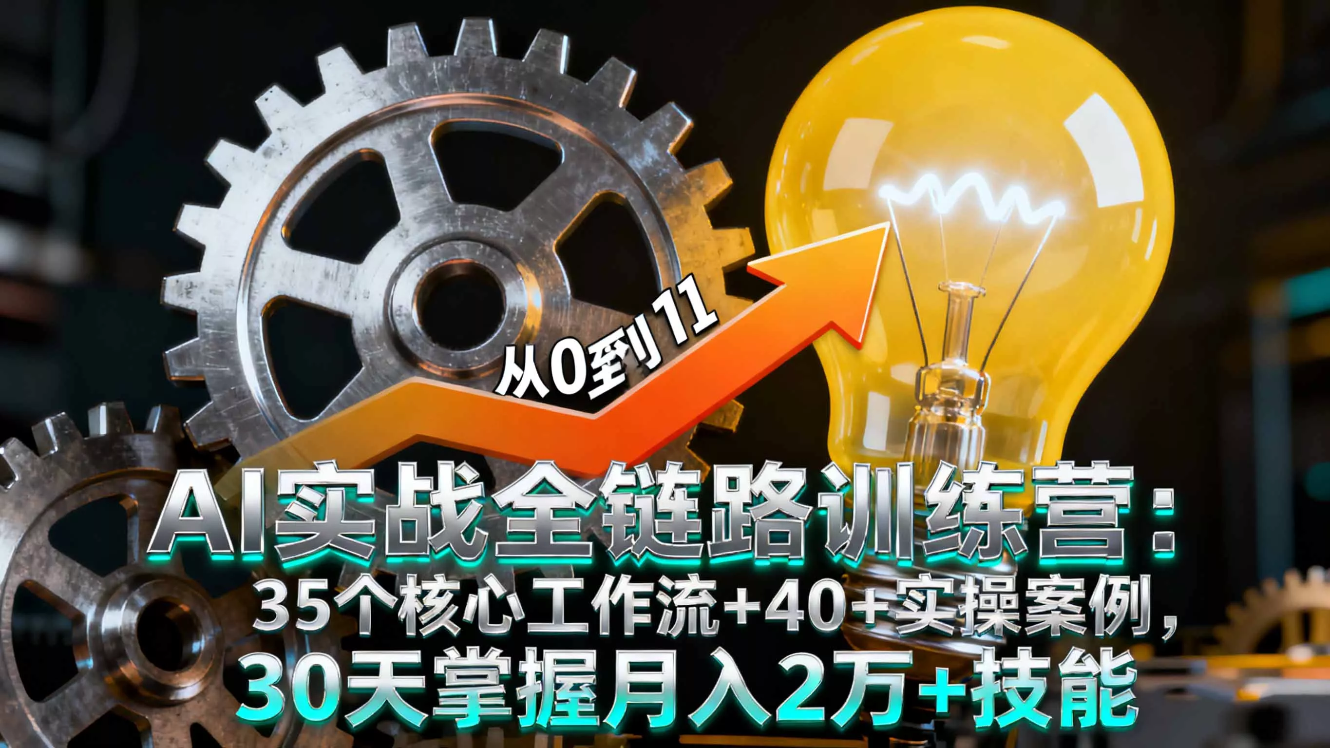 AI实战全链路训练营：35个核心工作流+40+实操案例，30天掌握月入2万+技能 - 轻创社