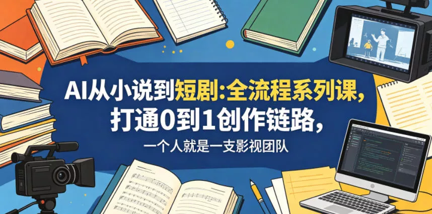 AI从小说到短剧全流程系列课，打通0到1创作链路，一个人就是一支影视团队 - 轻创社