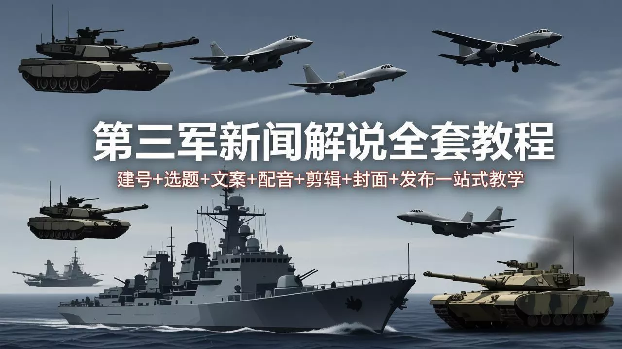 第三军迷新闻解说全套教程：建号+选题+文案+配音+剪辑+封面+发布一站式教学 - 轻创社