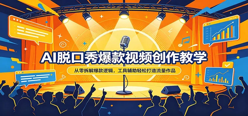 AI脱口秀爆款视频创作教学：从零拆解爆款逻辑，工具辅助轻松打造流量作品 - 轻创社
