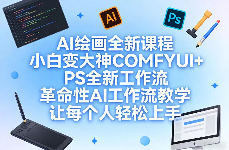 AI绘画全新课程，小白变大神COMFYUI+PS全新工作流，革命性AI工作流教学，让每个人轻松上手 - 轻创社