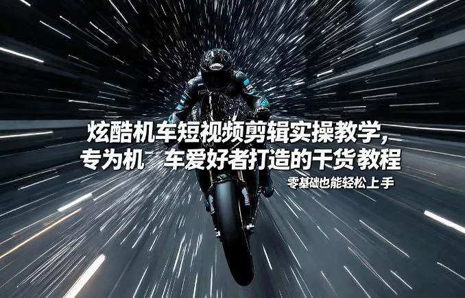 炫酷机车短视频剪辑实操教学，专为机车爱好者打造的干货教程，零基础也能轻松上手 - 轻创社