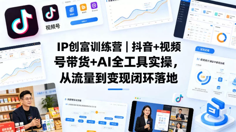 IP创富训练营｜抖音+视频号带货+AI全工具实操，从流量到变现闭环落地 - 轻创社
