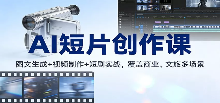 AI短片创作课：图文生成+ 视频制作+短剧实战，覆盖商业、 文旅多场景 - 轻创社