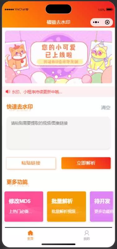 橘猫去水印小程序源码免费分享 - 轻创社