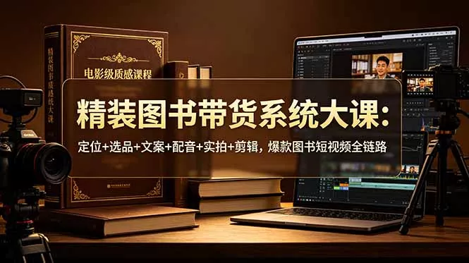 精装图书带货系统大课：定位+选品+文案+配音+实拍+剪辑，爆款图书短视频全链路 - 轻创社
