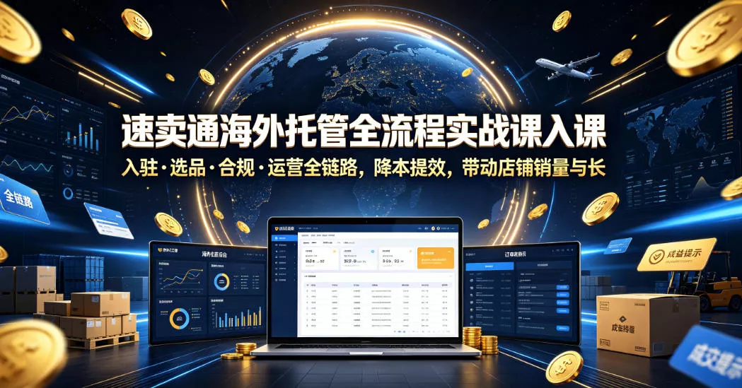速卖通海外托管全流程实战课入驻・选品・合规・运营全链路，降本提效，带动店铺销量与收益增长 - 轻创社