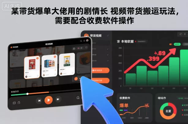 某带货爆单大佬用的剧情长视频带货搬运玩法,需要配合收费软件操作