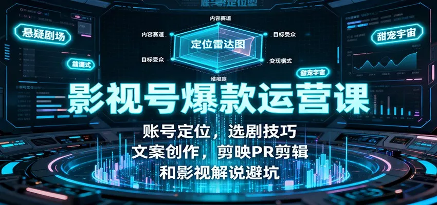 影视号爆款运营课：账号定位，选剧技巧，文案创作，剪映PR剪辑和影视解说避坑 - 轻创社