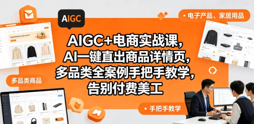 AIGC+电商实战课，AI一键直出商品详情页，多品类全案例手把手教学，告别付费美工(更新) - 轻创社