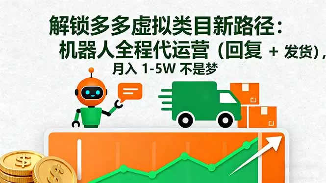 解锁多多虚拟类目新路径：机器人全程代运营(回复 + 发货 - 轻创社