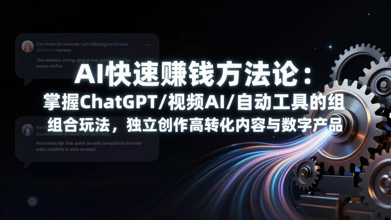 AI快速赚钱方法论：掌握ChatGPT/视频AI/自动化工具的组合玩法，独立创作高转化内容与数字产品 - 轻创社