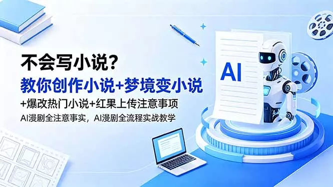 不会写小说？教你创作小说+梦境变小说+爆改热门小说+红果上传注意事项，AI漫剧全流程实战教学 - 轻创社