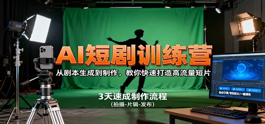 AI短剧训练营,从剧本生成到制作,教你快速打造高流量短片 - 轻创社