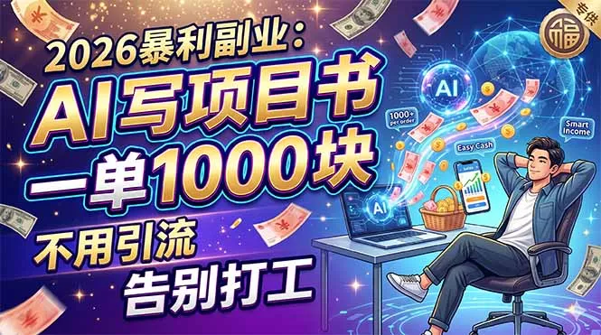 2026暴利副业：AI 写项目书，一单 1000 块，不用引流，告别打工 - 轻创社