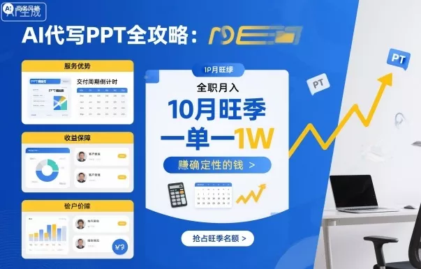 AI代写PPT全攻略，10月旺季，一单一结，全职月入1W，賺确定性的钱 - 轻创社