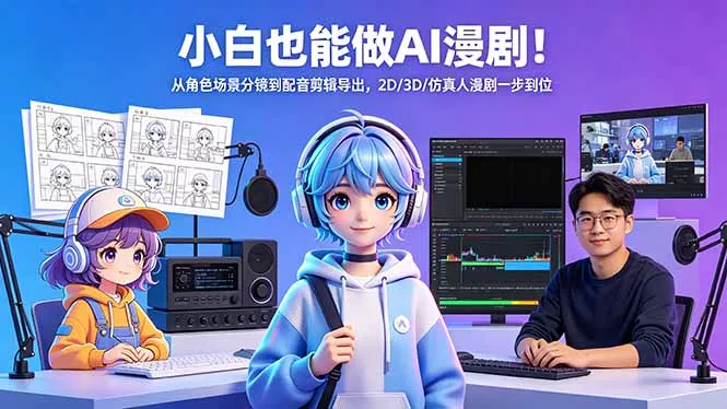 小白也能做AI漫剧！从角色场景分镜到配音剪辑导出，2D/3D/仿真人漫剧一步到位 - 轻创社