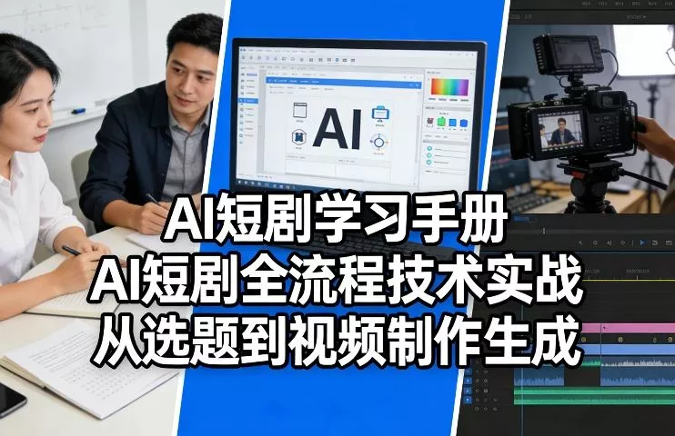 AI短剧学习手册，AI短剧全流程技术实战，从选题到视频制作生成 - 轻创社