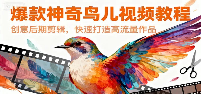 爆款神奇鸟儿视频教程，创意后期剪辑，快速打造高流量作品 - 轻创社