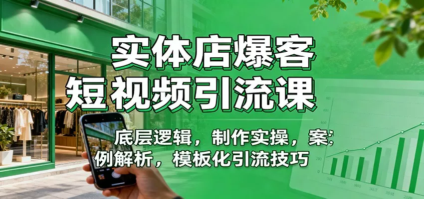 实体店爆客短视频引流课：底层逻辑，制作实操，案例解析，模板化引流技巧 - 轻创社