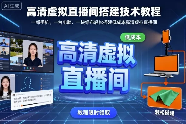 高清虚拟直播间搭建技术教程，一部手机、一台电脑、一块绿布轻松搭建低成本高清虚拟直播间 - 轻创社