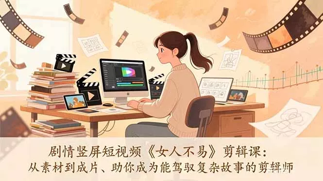 剧情竖屏短视频《女人不易》剪辑课：从素材到成片、助你成为能驾驭复杂故事的剪辑师 - 轻创社