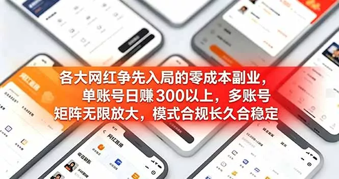 各大网红争先入局的零成本副业，单账号日赚 300 以上，多号矩阵可放大，模式合规长久稳定！ - 轻创社