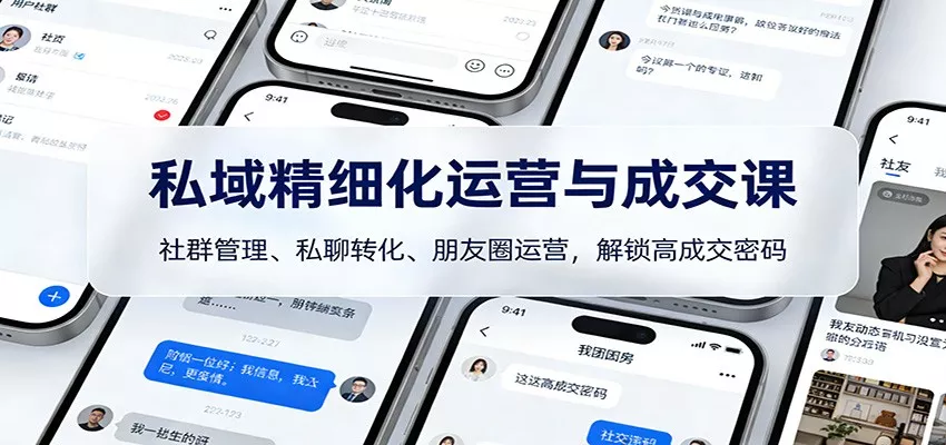私域精细化运营与成交课：社群管理、私聊转化、朋友圈运营，解锁高成交密码 - 轻创社