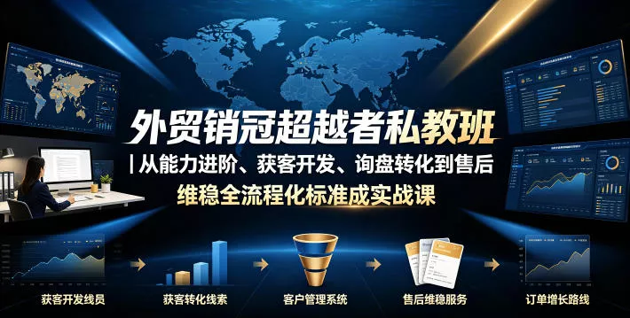 外贸销冠超越者私教班｜从能力进阶、获客开发、询盘转化到售后维稳全流程标准化成交实战课 - 轻创社