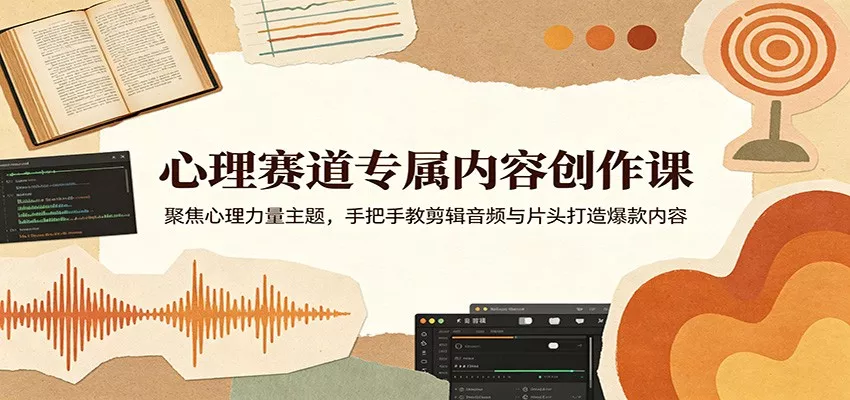 心理赛道专属内容创作课:聚焦心理力量主题,手把手教剪辑音频与片头打造爆款内容 - 轻创社