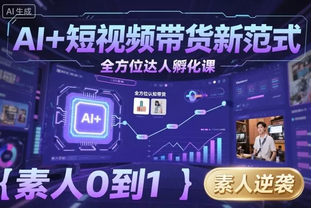 AI+短视频带货新范式全方位达人孵化课，素人也可以从0到1，全方位认知短视频带货 - 轻创社
