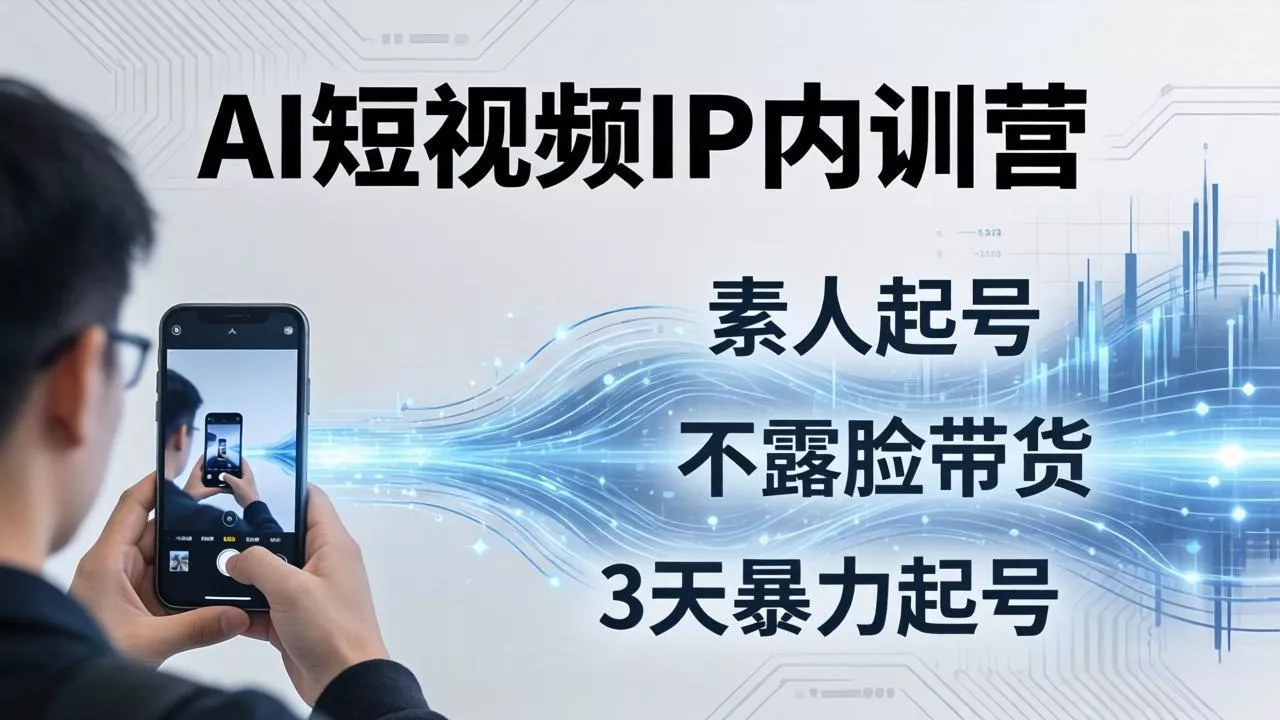 2026AI短视频IP内训营：从素人起号到不露脸带货，3天暴力起号全流程拆解 - 轻创社