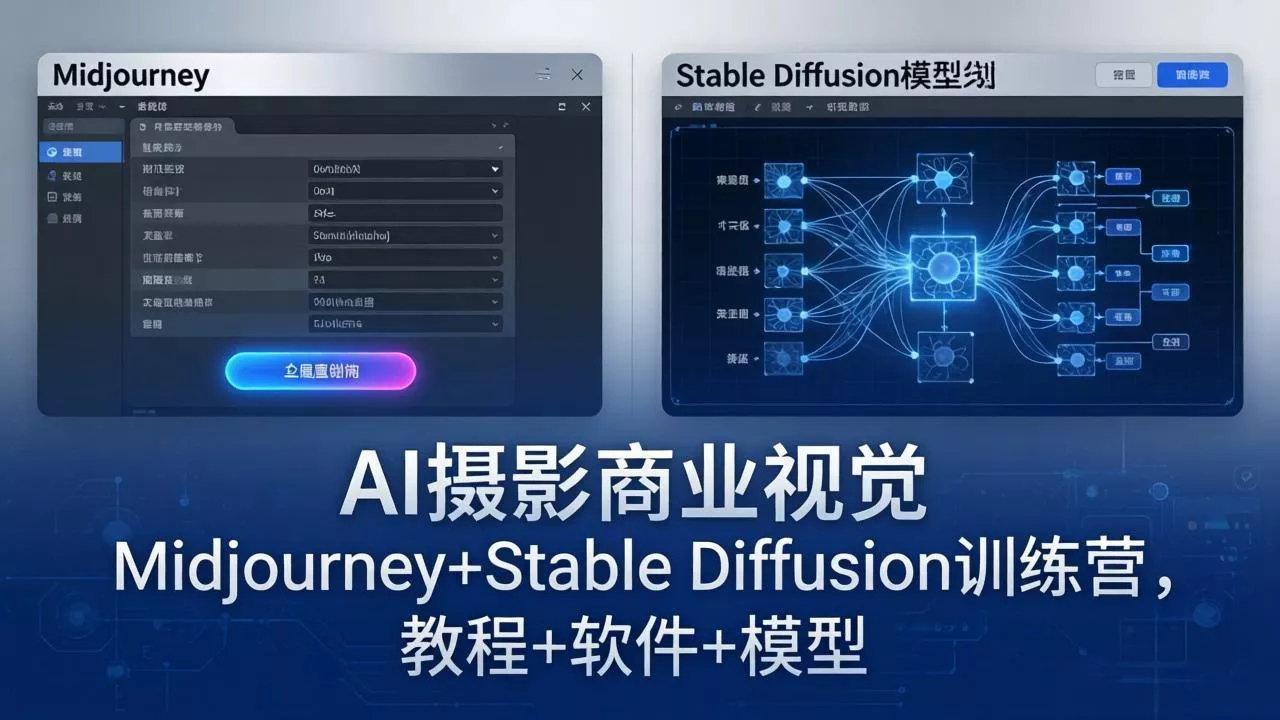 AI摄影商业视觉Midjourney+Stable Diffusion训练营，教程+软件+模型 - 轻创社