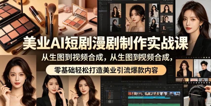 美业AI短剧漫剧制作实战课，从生图到视频合成，零基础轻松打造美业引流爆款内容 - 轻创社
