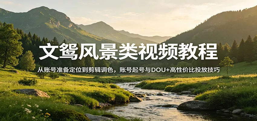 文鸳风景类视频教程：从账号准备定位到剪辑调色，账号起号与DOU+高性价比投放技巧 - 轻创社