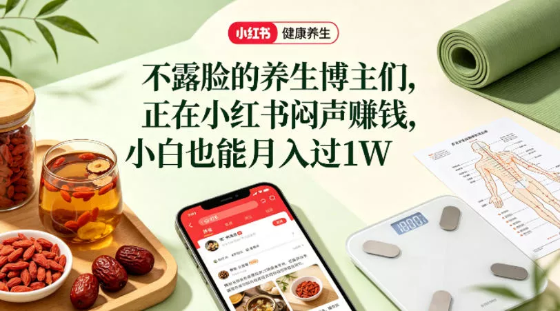 小红书健康养生科普图文赛道，不露脸的养生博主们，正在小红书闷声賺钱，小白也能月入过1W - 轻创社