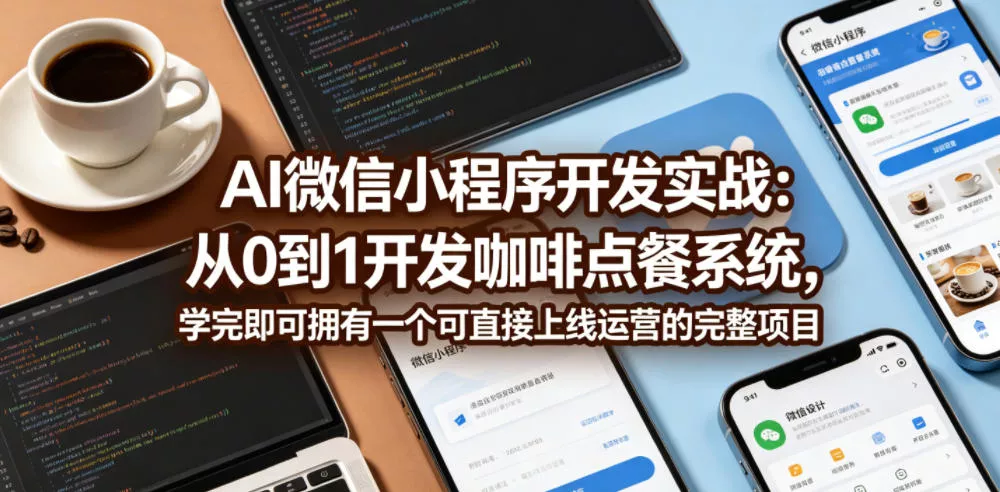 AI微信小程序开发实战：从0到1开发咖啡点餐系统，学完即可拥有一个可直接上线运营的完整项目 - 轻创社