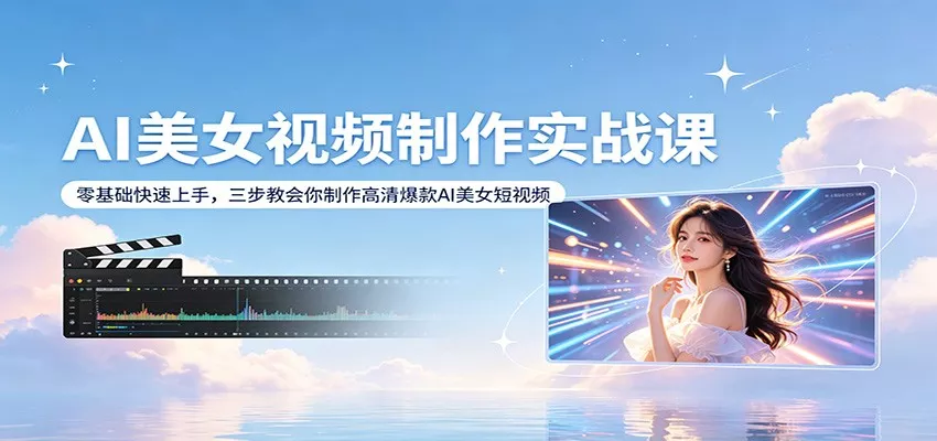 AI美女视频制作实战课:零基础快速上手,三步教会你制作高清爆款AI美女短视频 - 轻创社