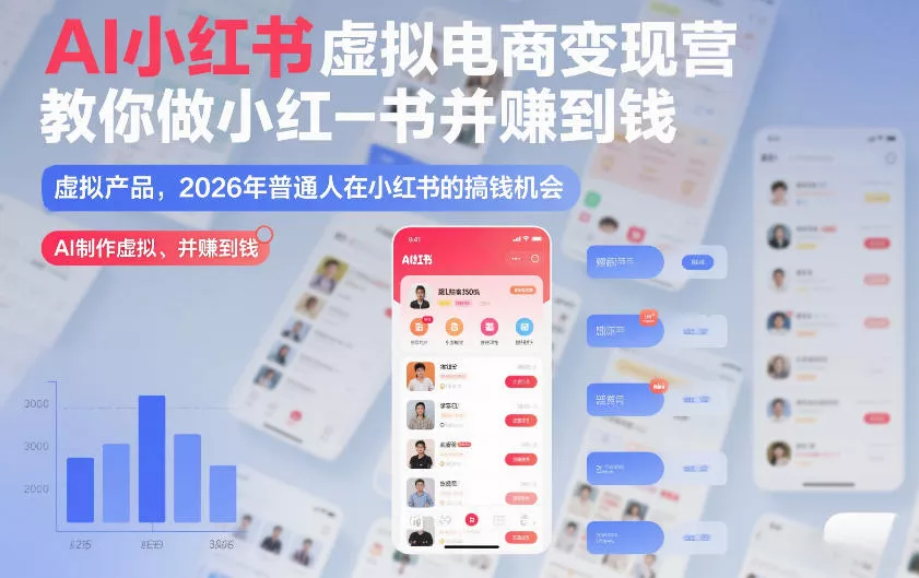 AI小红书虚拟电商变现营，教你做小红书并賺到钱，虚拟产品，2026年普通人在小红书的搞钱机会(完结) - 轻创社