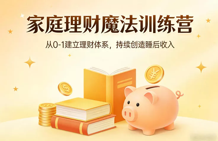 家庭理财魔法训练营，从0-1建立理财体系，持续创造睡后收入 - 轻创社