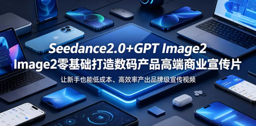 Seedance2.0+GPT Image2零基础打造数码产品高端商业宣传片，让新手也能低成本、高效率产出品牌级宣传视频 - 轻创社