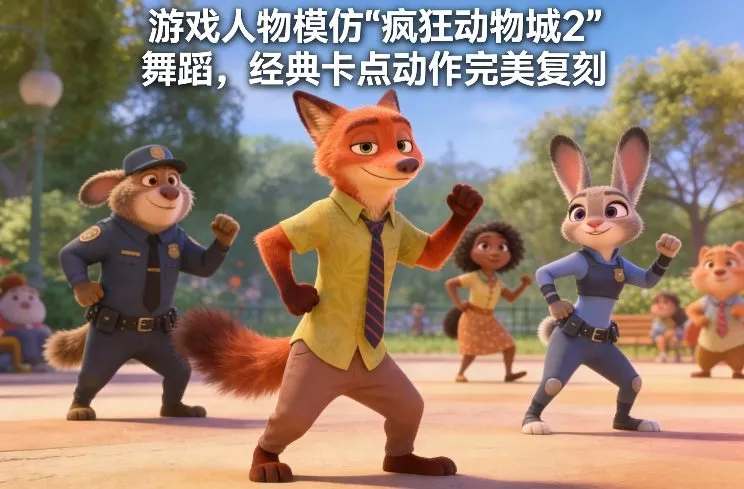 游戏人物模仿“疯狂动物城2”舞蹈，经典卡点动作完美复刻 - 轻创社