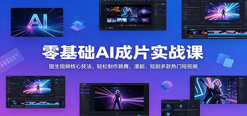 零基础AI成片实战课：图生视频核心技法，轻松制作跳舞、漫剧、短剧多款热门短视频 - 轻创社