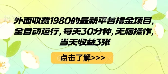 外面收费1980的最新平台撸金项目，全自动运行，每天30分钟，无脑操作，当天收益3张【揭秘】 - 轻创社