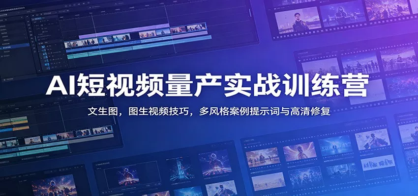 AI短视频量产实战训练营：文生图，图生视频技巧，多风格案例提示词与高清修复 - 轻创社