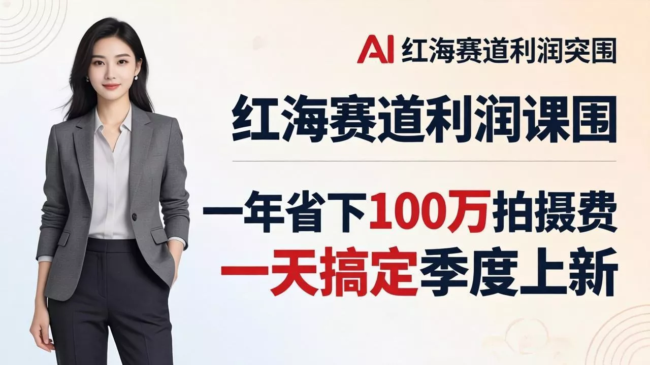 服装老板AI模特图课：一年省下100万拍摄费，一天搞定季度上新，红海赛道利润突围 - 轻创社