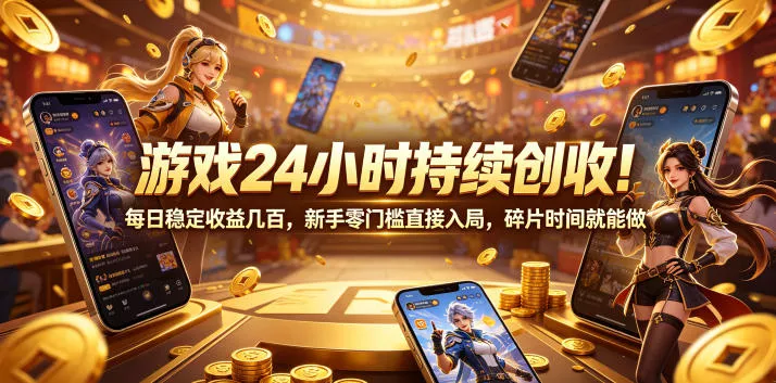 游戏24小时持续创收！每日稳定收益几百，新手零门槛直接入局，碎片时间就能做【揭秘】 - 轻创社
