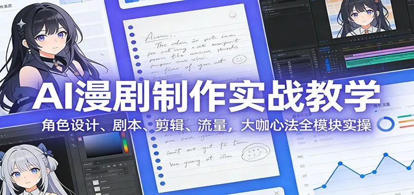 AI 漫剧制作实战教学：角色设计、剧本、剪辑、流量，大咖心法全模块实操 - 轻创社